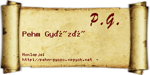 Pehm Győző névjegykártya